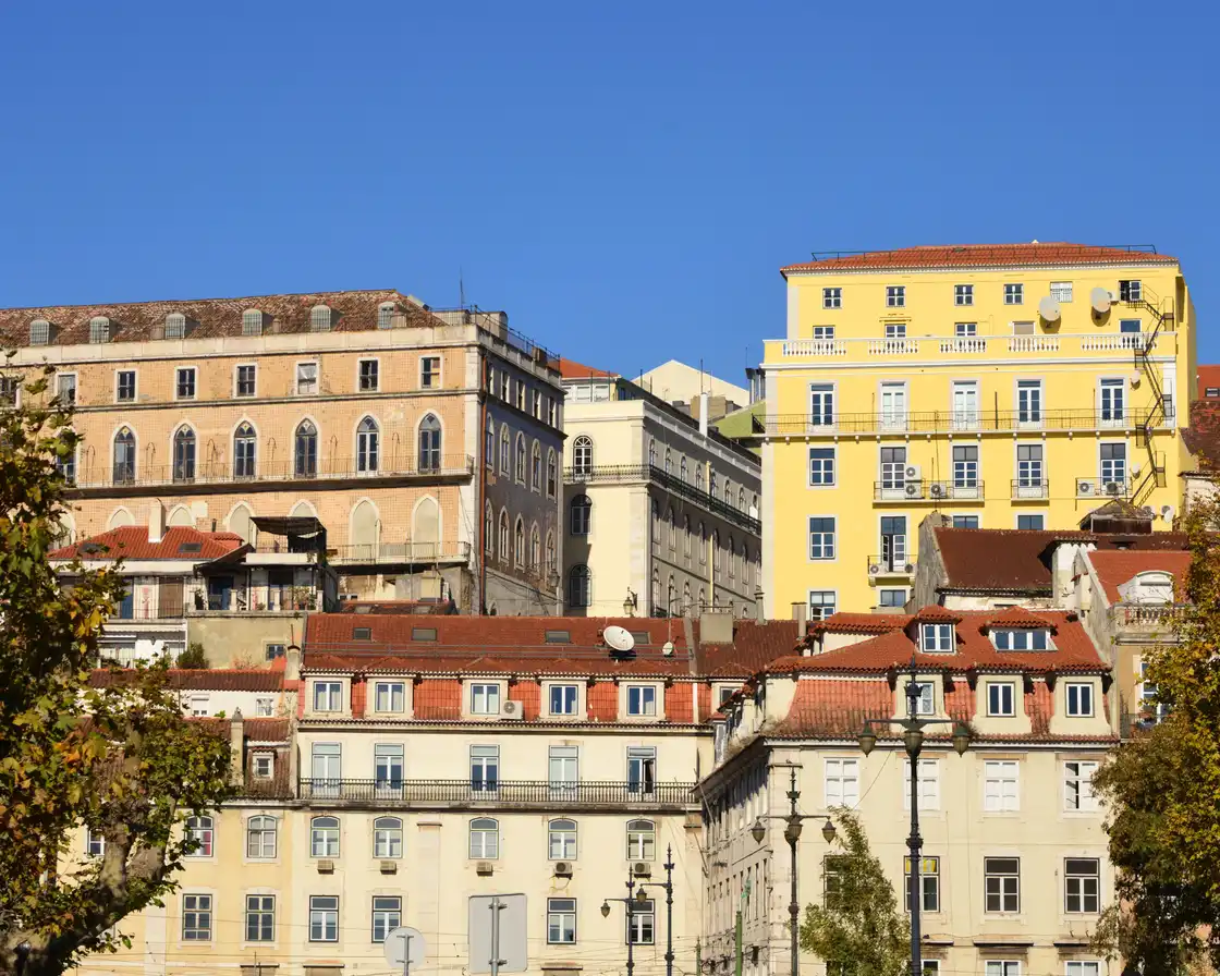 Façades above Avenida 24 de Julho at Cais do Sodré in afternoon light