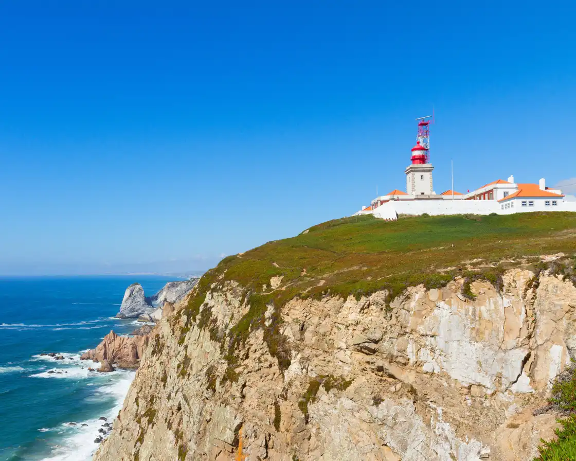 The Cabo da Roca lighthouse on its cliff above the Atlantic