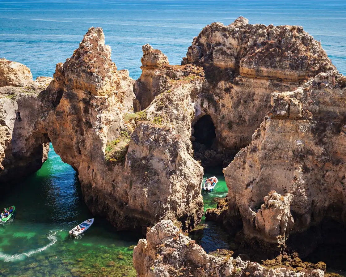 Rock arches and turquoise water at Ponta da Piedade near Lagos